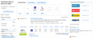 Philly to Belize, City: Fly.com Results Page