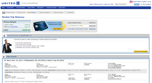 Philly to Belize, City: United Airlines Booking Page