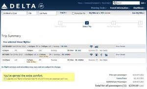 NYC-LAS Delta.com Booking Page