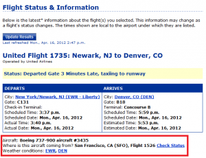 United Airlines Status Page