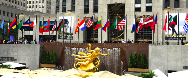 Flags in Rockefeller Center, New York City (Shutterstock.com)