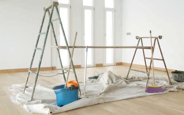 Painting Scaffold in a White Room (Shutterstock.com)