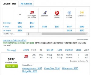 Fly.com Search Results: $449 -- NYC to Oslo (Roundtrip w/Tax)