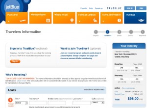$96 -- NYC to Seattle: JetBlue Booking Page