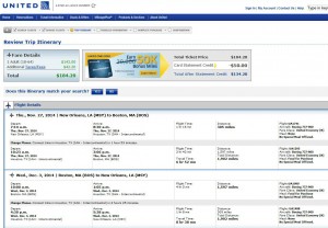 New Orleans-Boston: United Booking Page