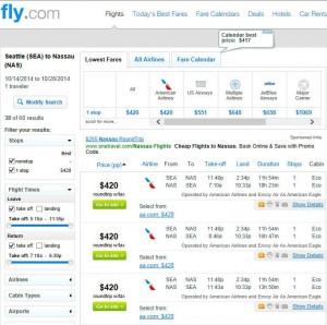 Seattle-Nassau: Fly.com Search Results