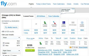 Chicago-Miami: Fly.com Search Results