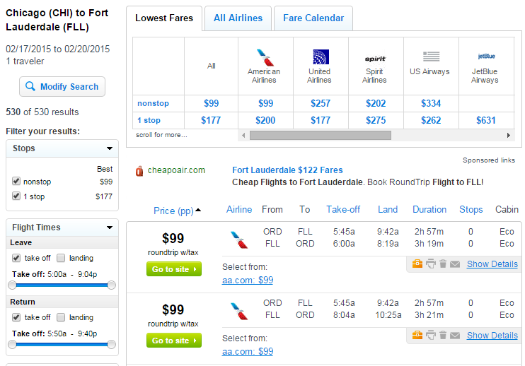 $99 -- Chicago to Fort Lauderdale Nonstop (Roundtrip, incl. Tax) | Fly