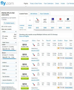 Atlanta-San Jose: Fly.com Search Results