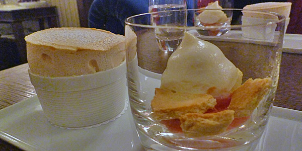 Rhubarb Soufflé at the Ormer Restaurant (Godfrey Hall)