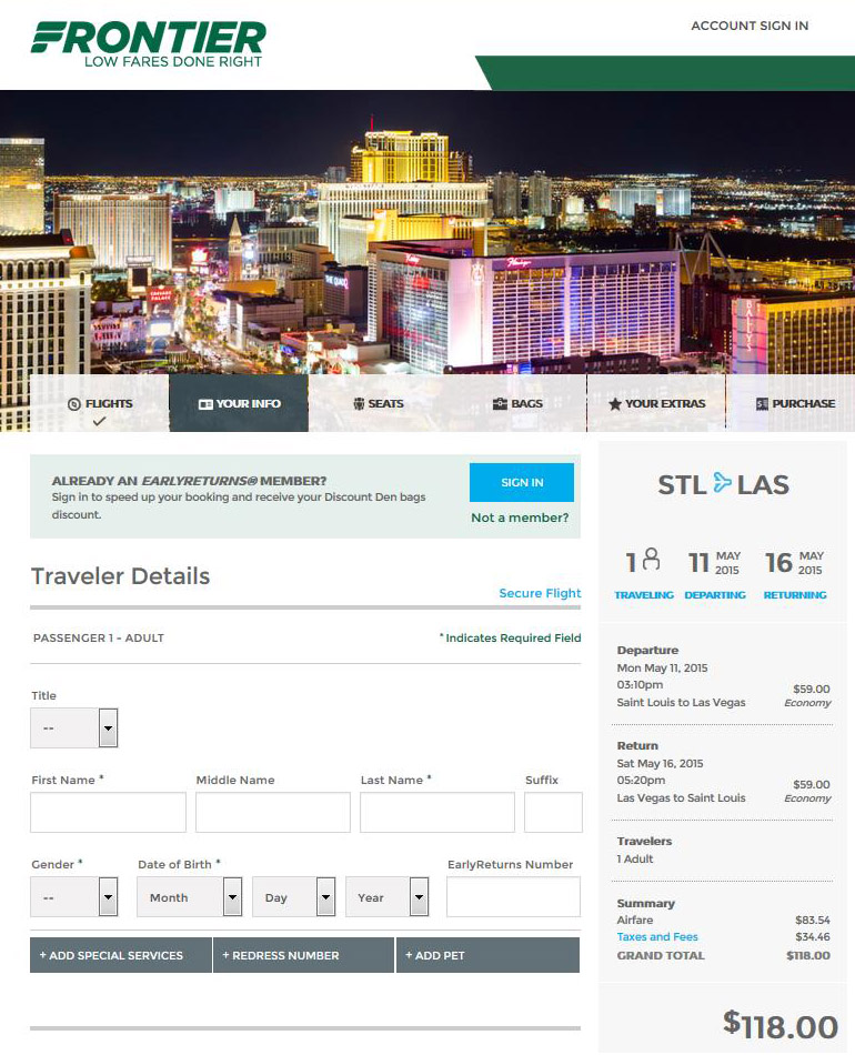$118 -- St. Louis to/from Las Vegas (Roundtrip) | 0 Travel Blog