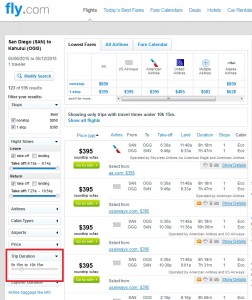 San Diego to Maui: Fly.com Results
