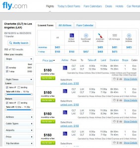 Charlotte-Los Angeles: Fly.com Search Results