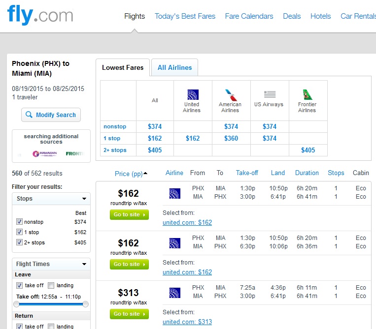 $162 -- Phoenix to/from Miami (Roundtrip) | Fly.com Travel Blog