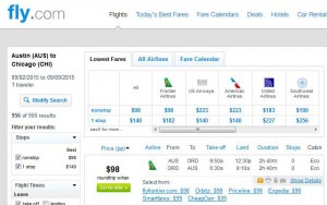 Austin-Chicago: Fly.com Search Results