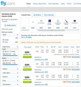 Cleveland-Cancun: Fly.com Search Results