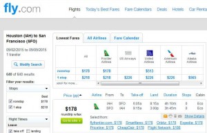 Houston-San Francisco: Fly.com Search Results