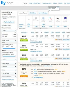 Detroit-Cancun: Fly.com Search Results