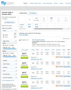 Houston to Phoenix: Fly.com Results