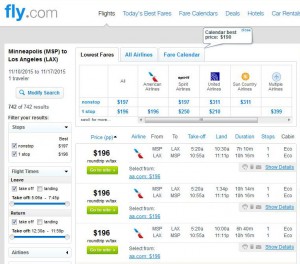 Minneapolis-Los Angeles: Fly.com Search Results
