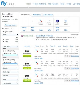 Denver to Honolulu: Fly.com Results
