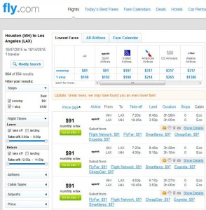 Houston-Los Angeles: Fly Search Results