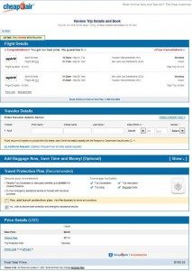 Houston-San Jose, Costa Rica: CheapOair Booking Page (Sept.)