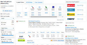 NYC to Atlanta: Fly.com Results Page