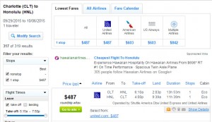Charlotte to Honolulu: Fly.com Results