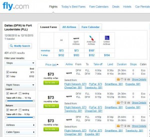 Dallas-Fort Lauderdale: Fly.com Search Results