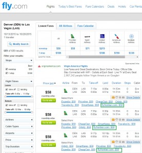 Denver to Las Vegas: Fly.com Results