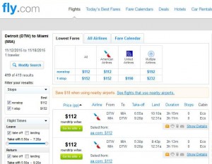 Detroit-Miami: Fly.com Search Results