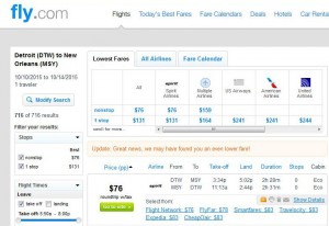 Detroit-New Orleans: Fly.com Search Results