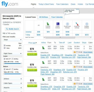 Minneapolis-Denver: Fly.com Search Results