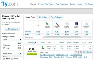 Chicago-Salt Lake City: Fly.com Search Results