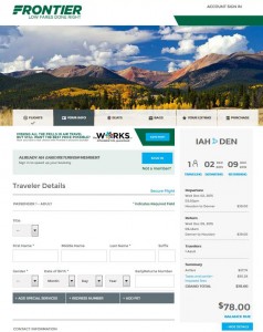 Houston-Denver: Frontier Booking Page