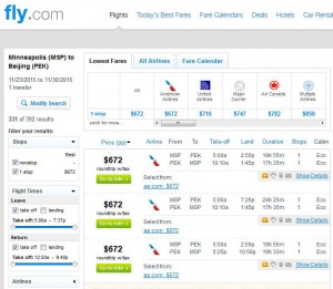 Minneapolis-Beijing: Fly.com Search Results
