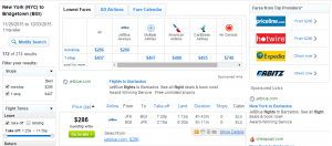 NYC to Bridgetown: Fly.com Results Page 