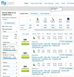 Denver-Los Angeles: Fly.com Search Results