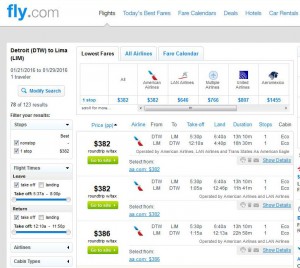 Detroit-Lima: Fly.com Search Results
