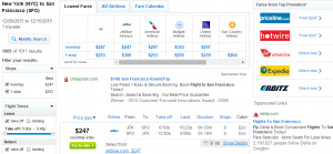 NYC to SF: Fly.com Results Page