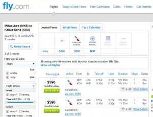 Milwaukee-Kailua Kona: Fly.com Search Results