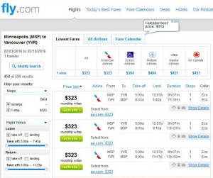Minneapolis-Vancouver: Fly.com Search Results