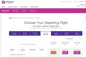 San Francisco to Maui: Hawaiian Airlines Booking Page