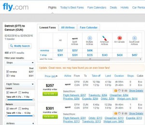 Detroit-Cancun: Fly.com Search Results