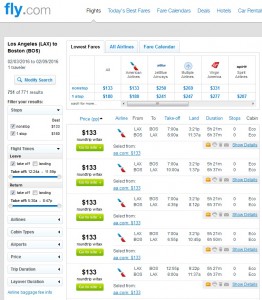 LA to Boston: Fly.com Results