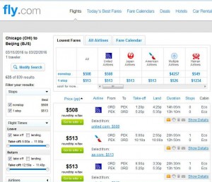 Chicago-Beijing: Fly.com Search Results