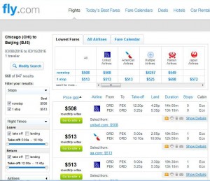 Chicago-Bejing: Fly.com Search Results