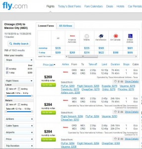 Chicago-Mexico City: Fly.com Search Results