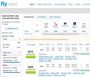 Detroit-Los Cabos: Fly.com Search Results